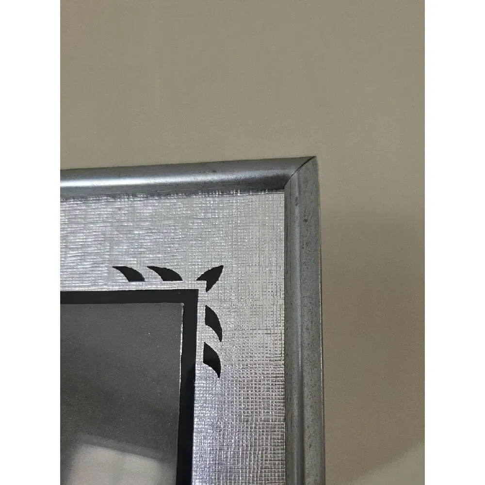 Silver Decorative Photo Frame with Black Accents